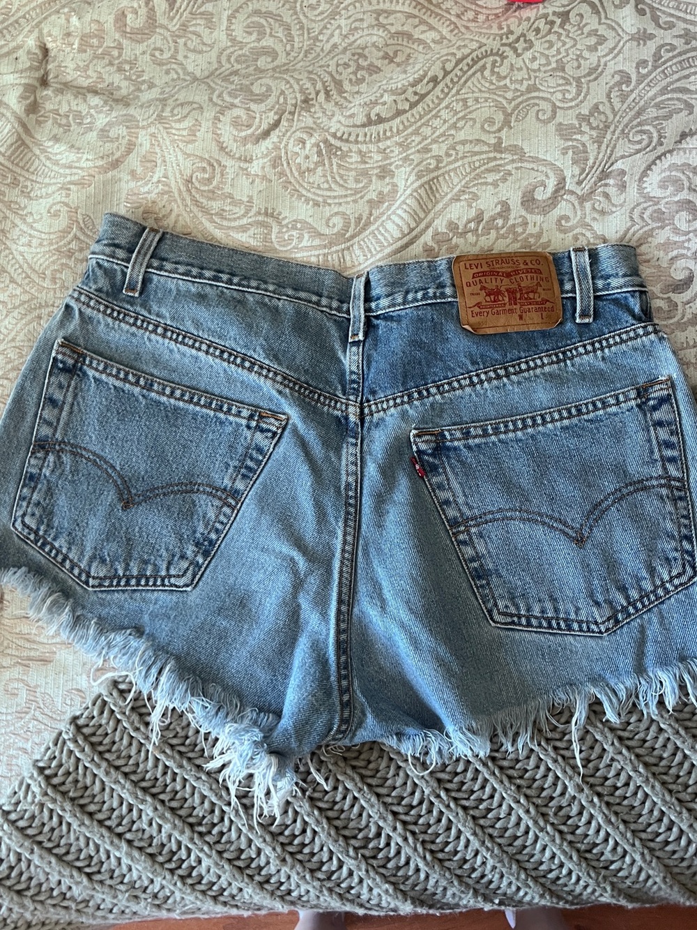 Levi's Light Blue Distressed Denim Cutoff Shorts size fit like a size 10 women’s